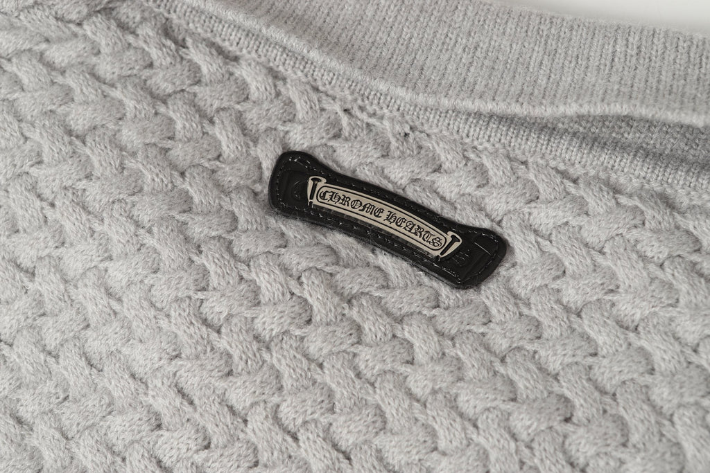 Chrome Hearts Gothic Cross Knit Cardigan - Black Grey Streetwear Jacket 904