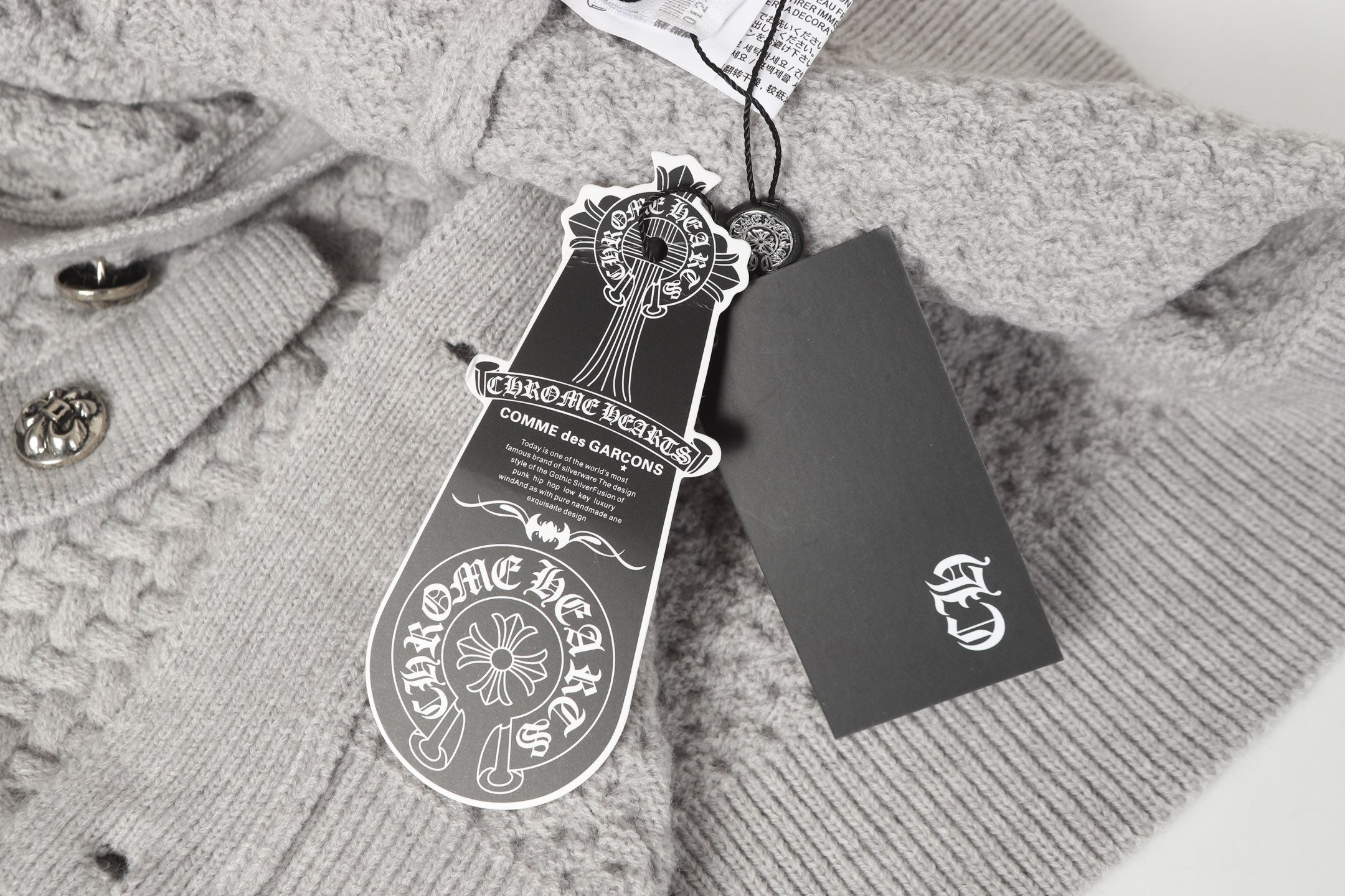 Chrome Hearts Gothic Cross Knit Cardigan - Black Grey Streetwear Jacket 904